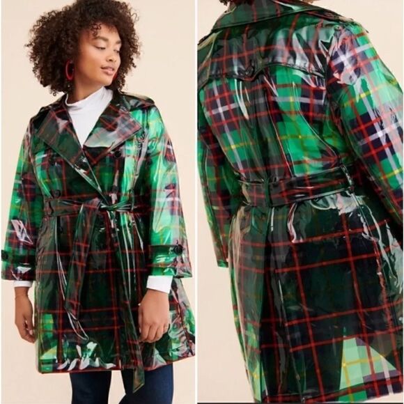 Anthropologie Jackets & Blazers - Anthropologie Eva Franco London Frog Plaid Rain Coat Trench Size 4